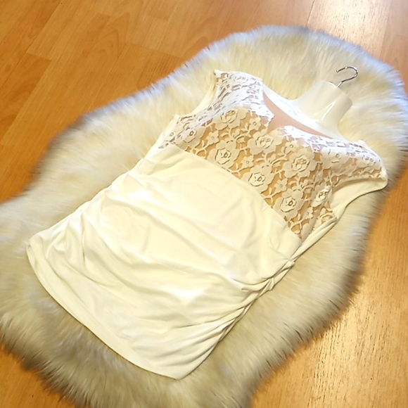 Boston Proper Lace Ruched Knit Tunic - Picture 8 of 11